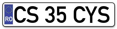 Placuta inmatriculare numar auto  CS-35-CYS, CS 35 CYS, CS35CYS