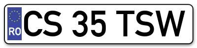 Placuta inmatriculare numar auto  CS-35-TSW, CS 35 TSW, CS35TSW