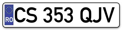 Placuta inmatriculare numar auto  CS-353-QJV, CS 353 QJV, CS353QJV