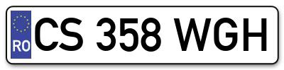 Placuta inmatriculare numar auto  CS-358-WGH, CS 358 WGH, CS358WGH
