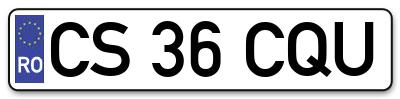 Placuta inmatriculare numar auto  CS-36-CQU, CS 36 CQU, CS36CQU