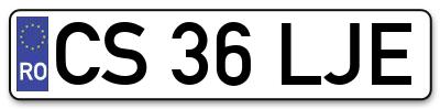 Placuta inmatriculare numar auto  CS-36-LJE, CS 36 LJE, CS36LJE