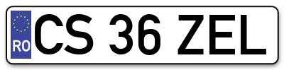 Placuta inmatriculare numar auto  CS-36-ZEL, CS 36 ZEL, CS36ZEL