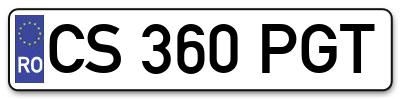 Placuta inmatriculare numar auto  CS-360-PGT, CS 360 PGT, CS360PGT