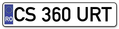Placuta inmatriculare numar auto  CS-360-URT, CS 360 URT, CS360URT