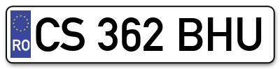 Placuta inmatriculare numar auto  CS-362-BHU, CS 362 BHU, CS362BHU
