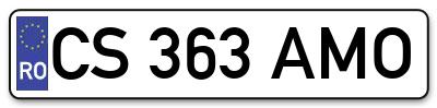 Placuta inmatriculare numar auto  CS-363-AMO, CS 363 AMO, CS363AMO