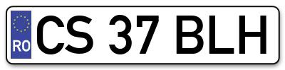 Placuta inmatriculare numar auto  CS-37-BLH, CS 37 BLH, CS37BLH