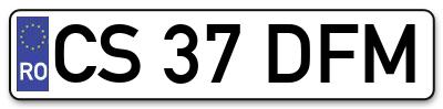 Placuta inmatriculare numar auto  CS-37-DFM, CS 37 DFM, CS37DFM
