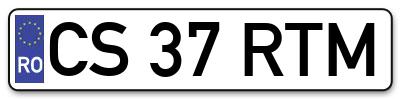 Placuta inmatriculare numar auto  CS-37-RTM, CS 37 RTM, CS37RTM