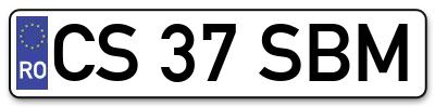 Placuta inmatriculare numar auto  CS-37-SBM, CS 37 SBM, CS37SBM