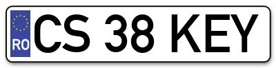 Placuta inmatriculare numar auto  CS-38-KEY, CS 38 KEY, CS38KEY