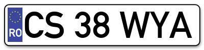 Placuta inmatriculare numar auto  CS-38-WYA, CS 38 WYA, CS38WYA