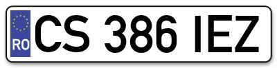 Placuta inmatriculare numar auto  CS-386-IEZ, CS 386 IEZ, CS386IEZ