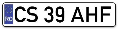 Placuta inmatriculare numar auto  CS-39-AHF, CS 39 AHF, CS39AHF