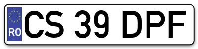 Placuta inmatriculare numar auto  CS-39-DPF, CS 39 DPF, CS39DPF