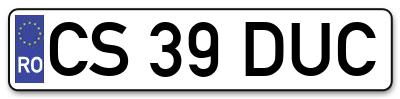 Placuta inmatriculare numar auto  CS-39-DUC, CS 39 DUC, CS39DUC