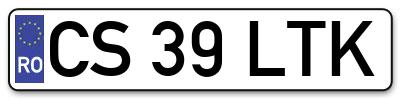 Placuta inmatriculare numar auto  CS-39-LTK, CS 39 LTK, CS39LTK