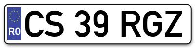 Placuta inmatriculare numar auto  CS-39-RGZ, CS 39 RGZ, CS39RGZ