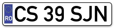 Placuta inmatriculare numar auto  CS-39-SJN, CS 39 SJN, CS39SJN