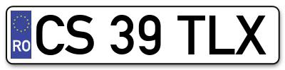 Placuta inmatriculare numar auto  CS-39-TLX, CS 39 TLX, CS39TLX