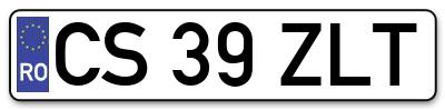 Placuta inmatriculare numar auto  CS-39-ZLT, CS 39 ZLT, CS39ZLT
