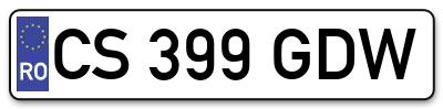Placuta inmatriculare numar auto  CS-399-GDW, CS 399 GDW, CS399GDW