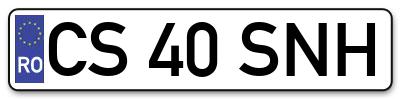 Placuta inmatriculare numar auto  CS-40-SNH, CS 40 SNH, CS40SNH