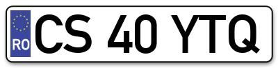 Placuta inmatriculare numar auto  CS-40-YTQ, CS 40 YTQ, CS40YTQ