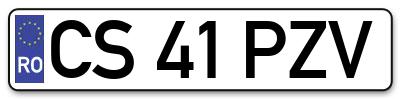Placuta inmatriculare numar auto  CS-41-PZV, CS 41 PZV, CS41PZV