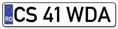 Placuta inmatriculare numar auto  CS-41-WDA, CS 41 WDA, CS41WDA