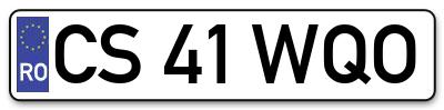 Placuta inmatriculare numar auto  CS-41-WQO, CS 41 WQO, CS41WQO