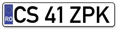 Placuta inmatriculare numar auto  CS-41-ZPK, CS 41 ZPK, CS41ZPK