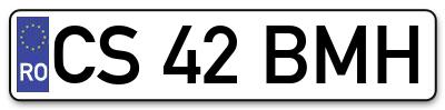 Placuta inmatriculare numar auto  CS-42-BMH, CS 42 BMH, CS42BMH