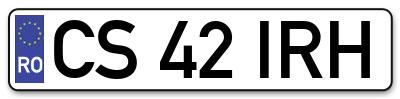 Placuta inmatriculare numar auto  CS-42-IRH, CS 42 IRH, CS42IRH