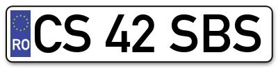 Placuta inmatriculare numar auto  CS-42-SBS, CS 42 SBS, CS42SBS