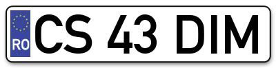 Placuta inmatriculare numar auto  CS-43-DIM, CS 43 DIM, CS43DIM
