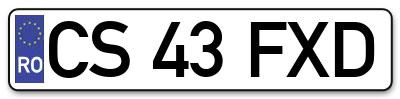 Placuta inmatriculare numar auto  CS-43-FXD, CS 43 FXD, CS43FXD