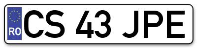 Placuta inmatriculare numar auto  CS-43-JPE, CS 43 JPE, CS43JPE