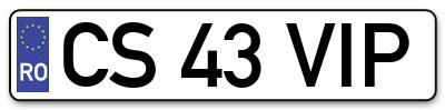 Placuta inmatriculare numar auto  CS-43-VIP, CS 43 VIP, CS43VIP