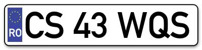 Placuta inmatriculare numar auto  CS-43-WQS, CS 43 WQS, CS43WQS