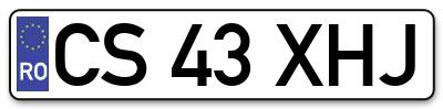 Placuta inmatriculare numar auto  CS-43-XHJ, CS 43 XHJ, CS43XHJ