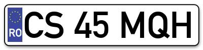 Placuta inmatriculare numar auto  CS-45-MQH, CS 45 MQH, CS45MQH