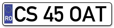 Placuta inmatriculare numar auto  CS-45-OAT, CS 45 OAT, CS45OAT
