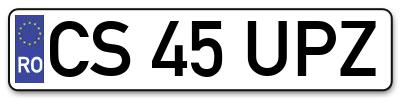 Placuta inmatriculare numar auto  CS-45-UPZ, CS 45 UPZ, CS45UPZ