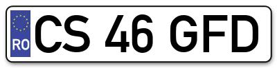 Placuta inmatriculare numar auto  CS-46-GFD, CS 46 GFD, CS46GFD