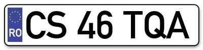 Placuta inmatriculare numar auto  CS-46-TQA, CS 46 TQA, CS46TQA