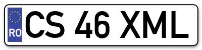 Placuta inmatriculare numar auto  CS-46-XML, CS 46 XML, CS46XML