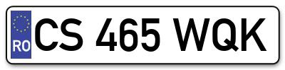 Placuta inmatriculare numar auto  CS-465-WQK, CS 465 WQK, CS465WQK
