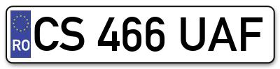 Placuta inmatriculare numar auto  CS-466-UAF, CS 466 UAF, CS466UAF